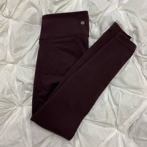 28” Lululemon Burgundy Leggings
